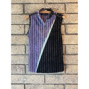 Jamie Sadock S Multicolor Sleeveless Pleated Polo Top With Snap Details 100% Pol